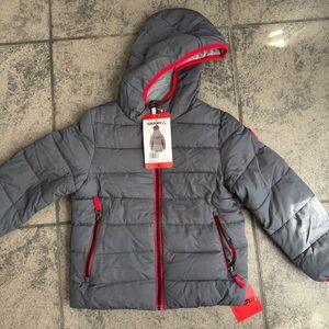 Gerry Weber Kids Charcoal Puffer Jacket with Scarlet Trim